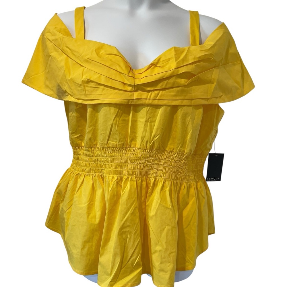 Eloquii Yellow Sleeveless Ruffled Peplum Blouse